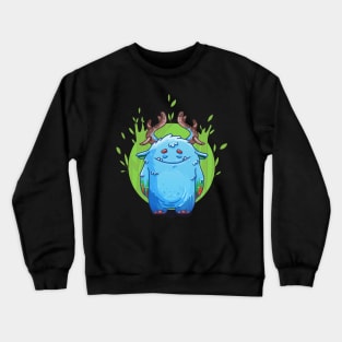 Cute Burly Friendly Monster in Forest Crewneck Sweatshirt